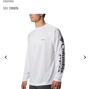 NWT men’s size 2x Columbia Men's White Long Sleeve Tee
